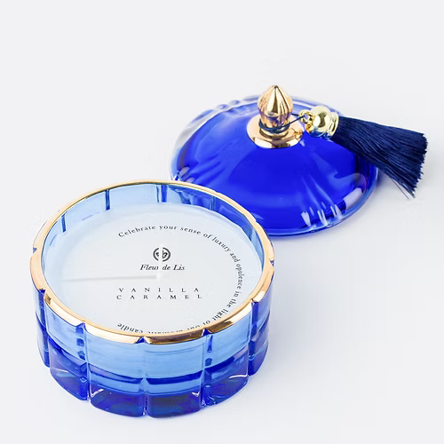 Dome Candle – Royal Blue Fleur de Lis