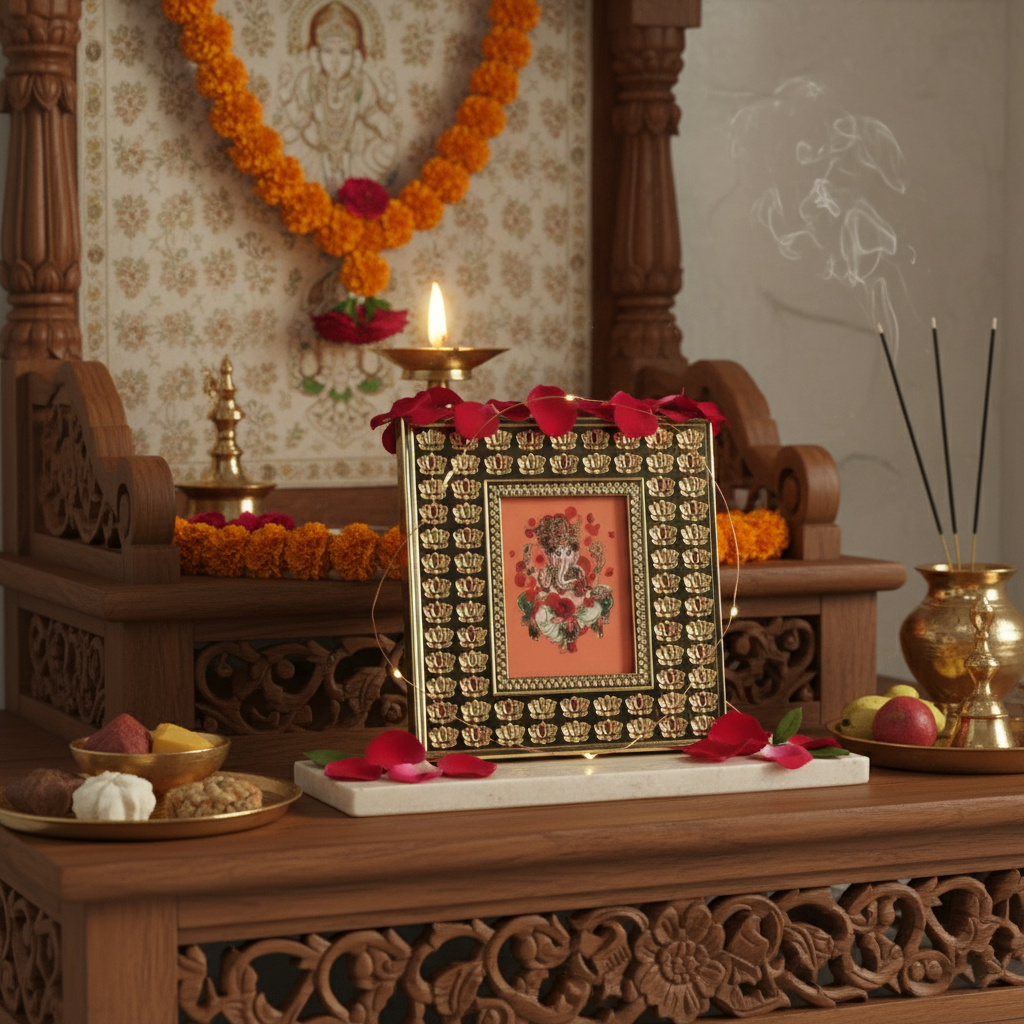 Ganesha Lotus Frame Fleur de Lis