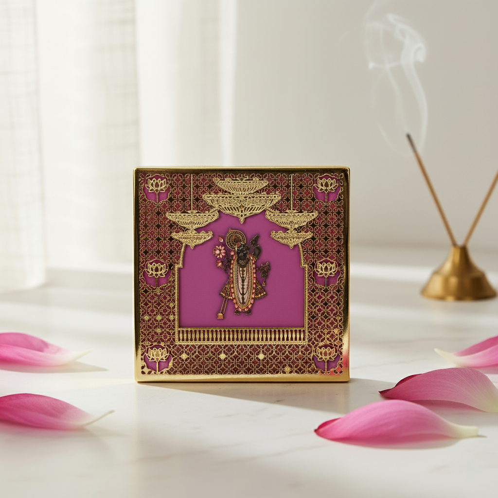 Lord Krishna Gold Plated Frame Fleur de Lis