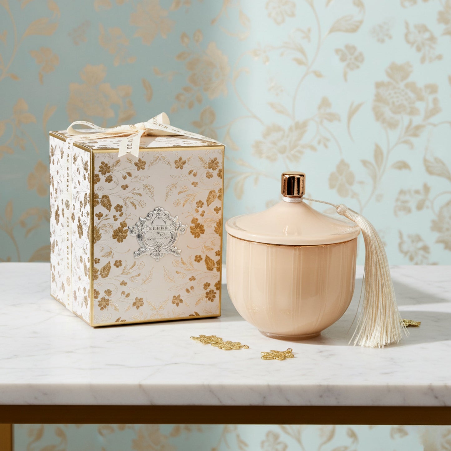 Ivory Courbe Candle Fleur de Lis