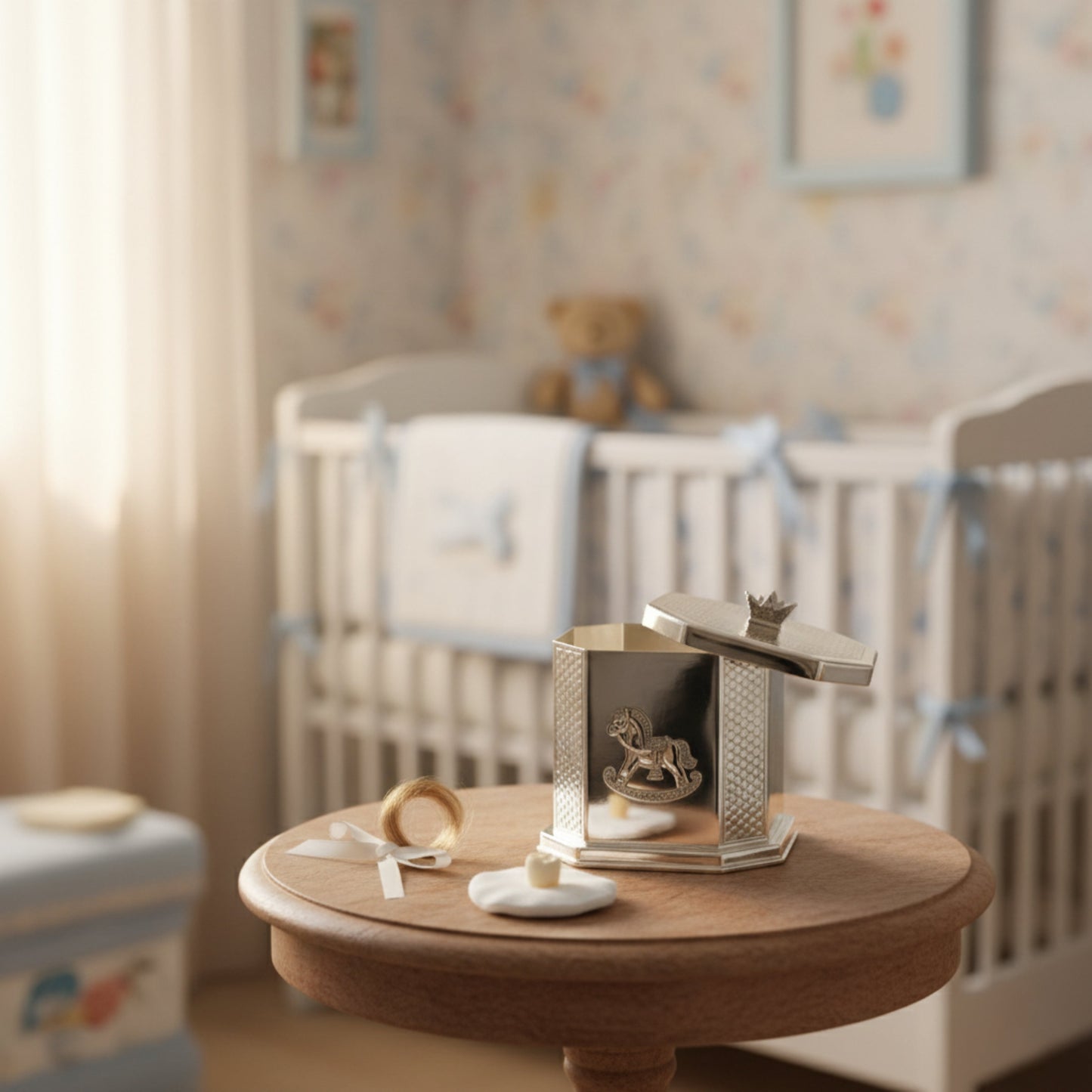 Horse Silver Keepsake Box Fleur de Lis