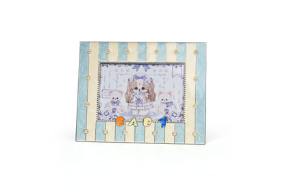 Adorable Striped Baby Photo Frame Fleur de Lis