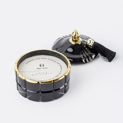 Dome Candle – Ash Black Fleur de Lis