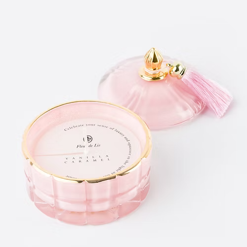 Dome Candle – Blush Pink Fleur de Lis