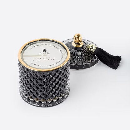 Pyramid Candle – Ash Black Fleur de Lis