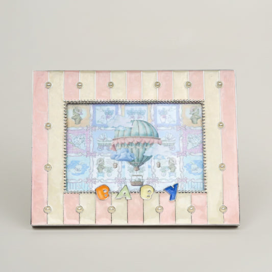 Adorable Striped Baby Photo Frame Fleur de Lis