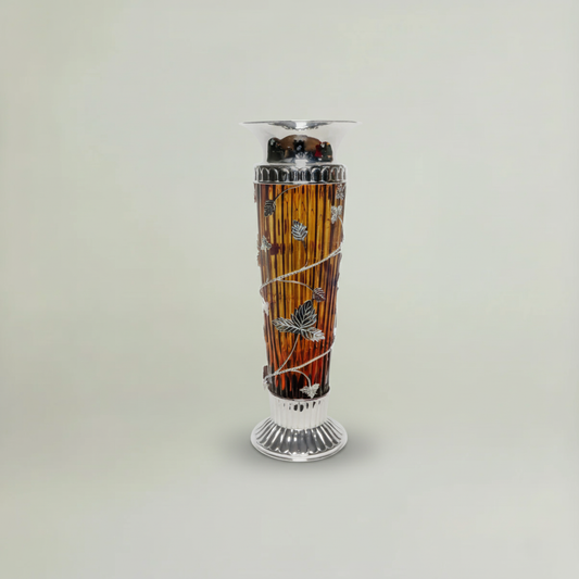 Amber Silver Decorative Vase Fleur de Lis