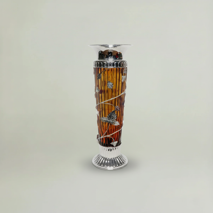 Amber Silver Decorative Vase Fleur de Lis