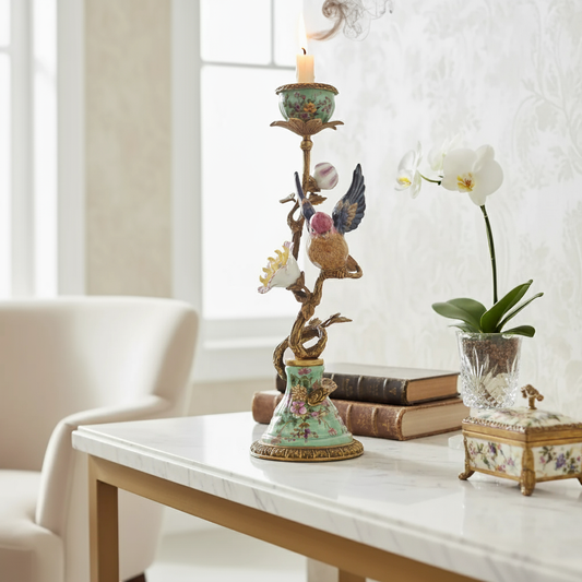 Aviara Porcelain Candle Stand Fleur de Lis