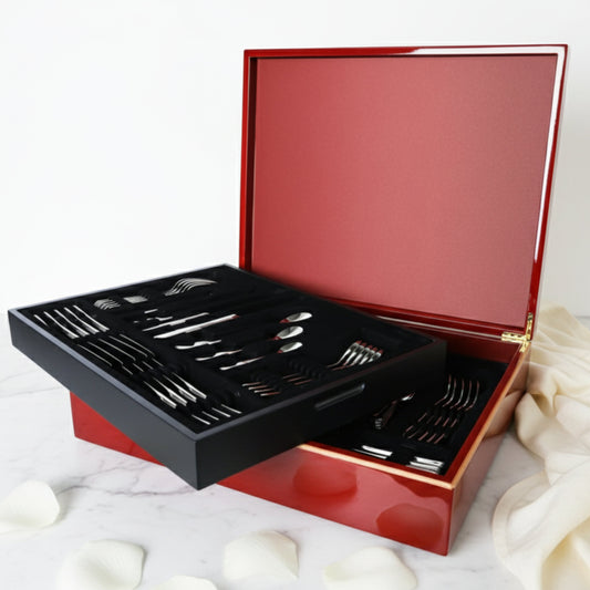 Sottile Cutlery Set in Wooden Box (84 Pcs) Fleur de Lis