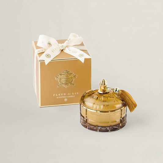 Dome Candle – Amber Gold Fleur de Lis