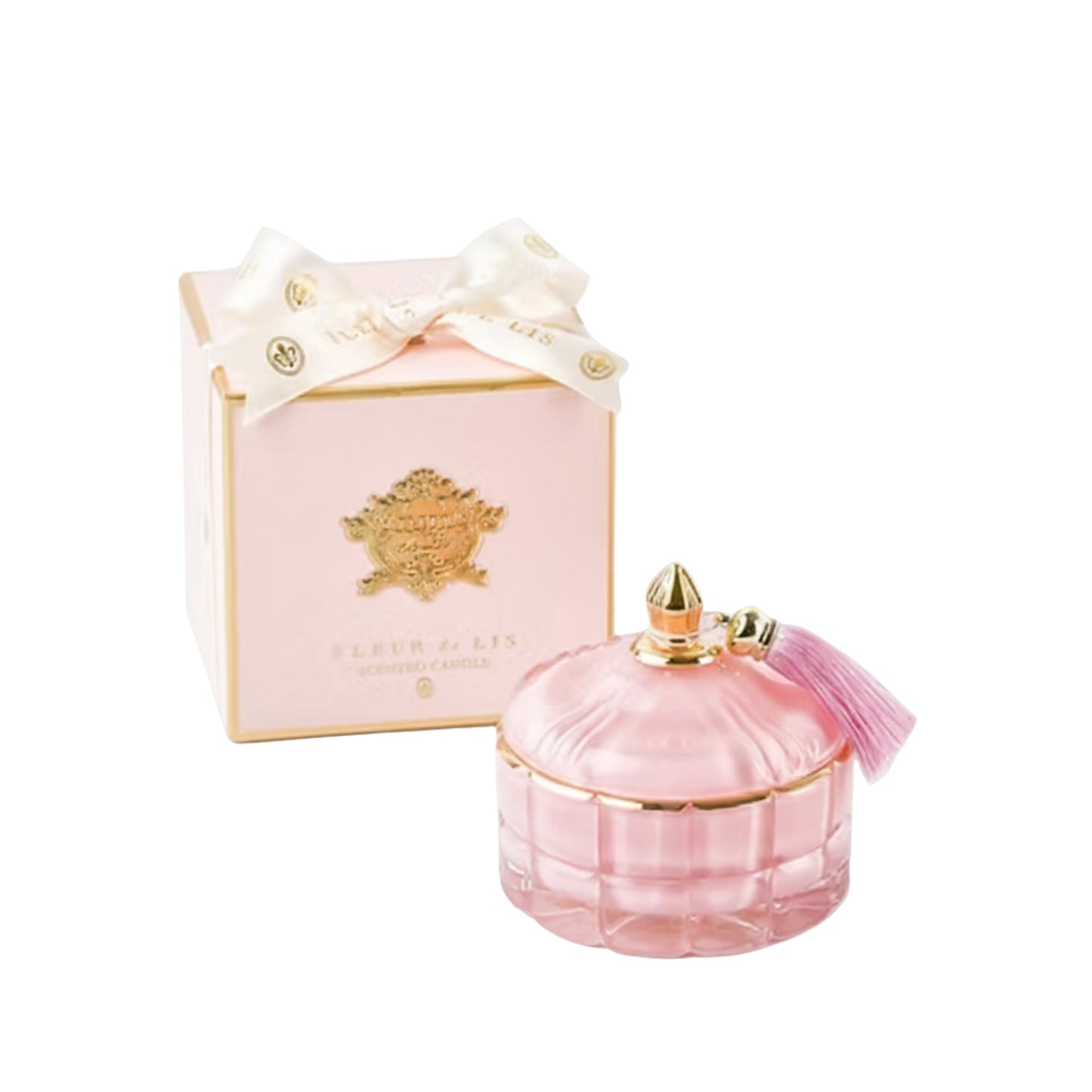 Dome Candle – Blush Pink Fleur de Lis