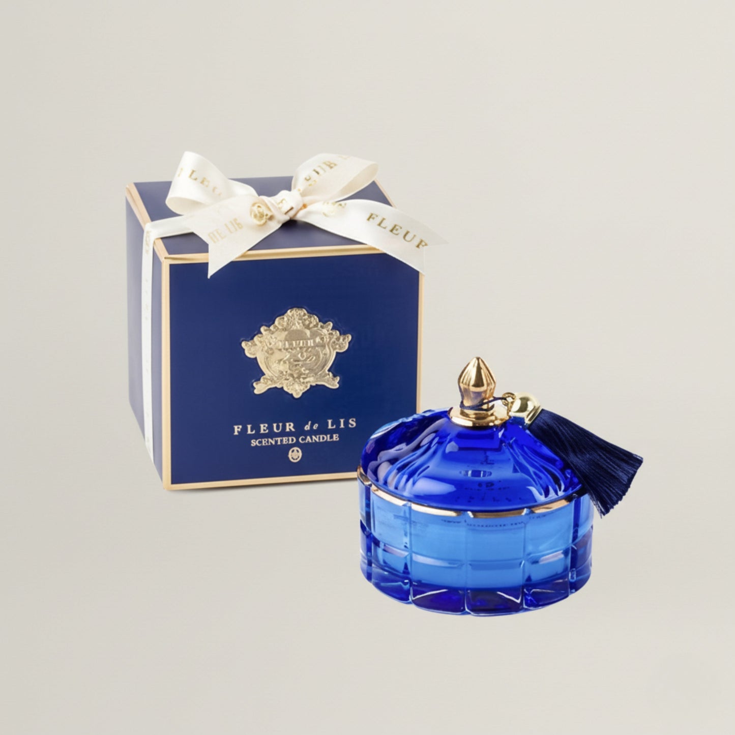 Dome Candle – Royal Blue Fleur de Lis