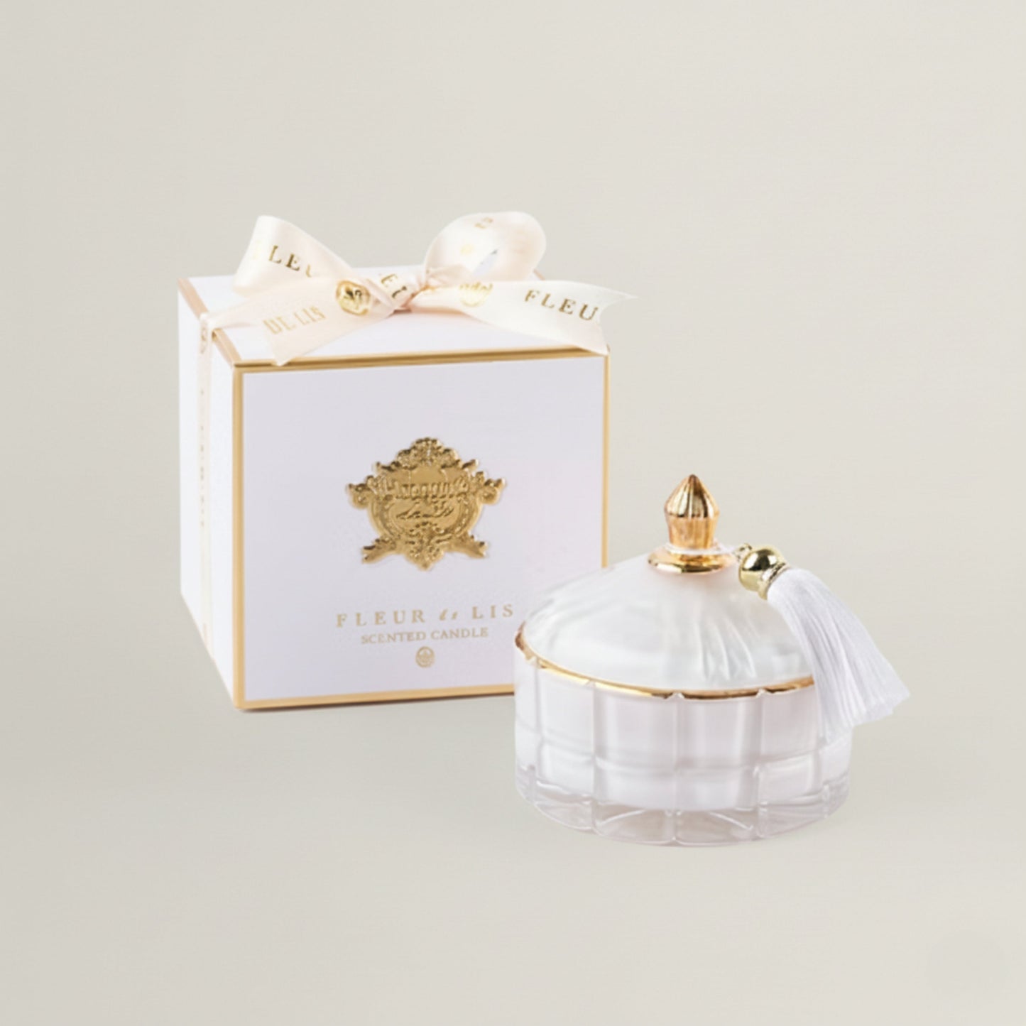 Dome Candle – Snow White Fleur de Lis