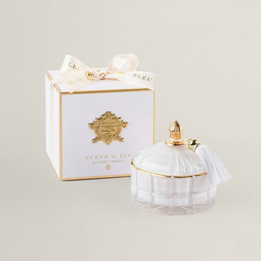 Dome Candle – Snow White Fleur de Lis