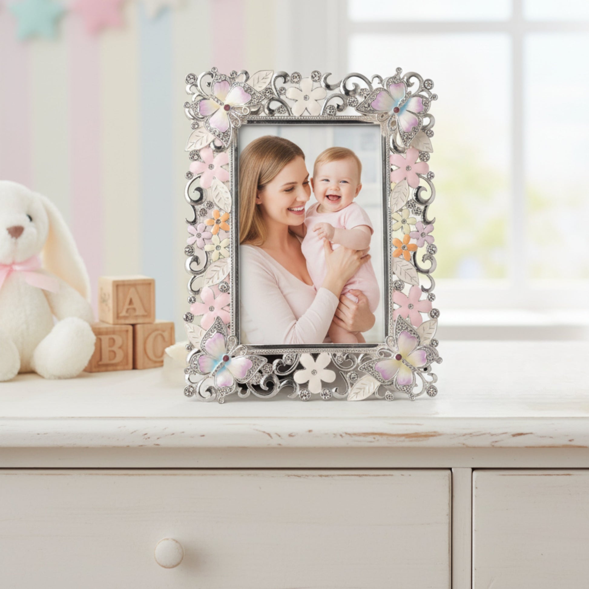 Elegant Floral Embellished Photo Frame Fleur de Lis