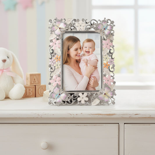 Elegant Floral Embellished Photo Frame Fleur de Lis
