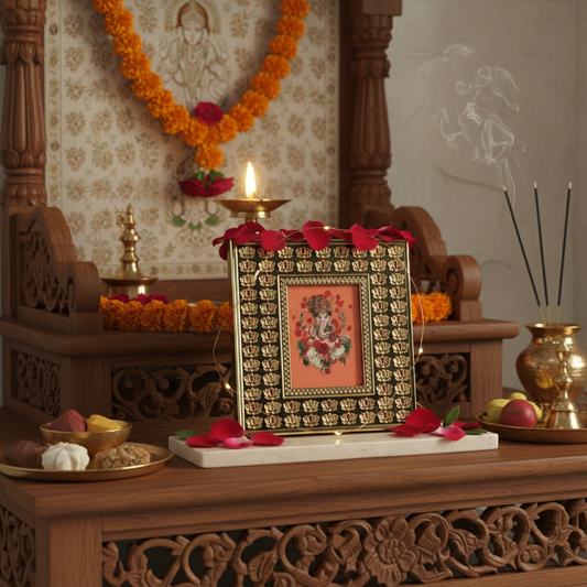 Ganesha Lotus Frame Fleur de Lis