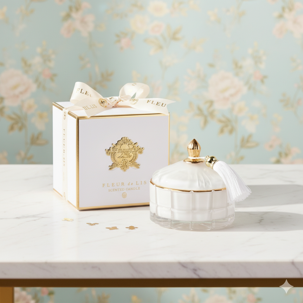 Dome Candle – Snow White Fleur de Lis