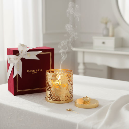 Lattice Candle - Floral Gold Fleur de Lis