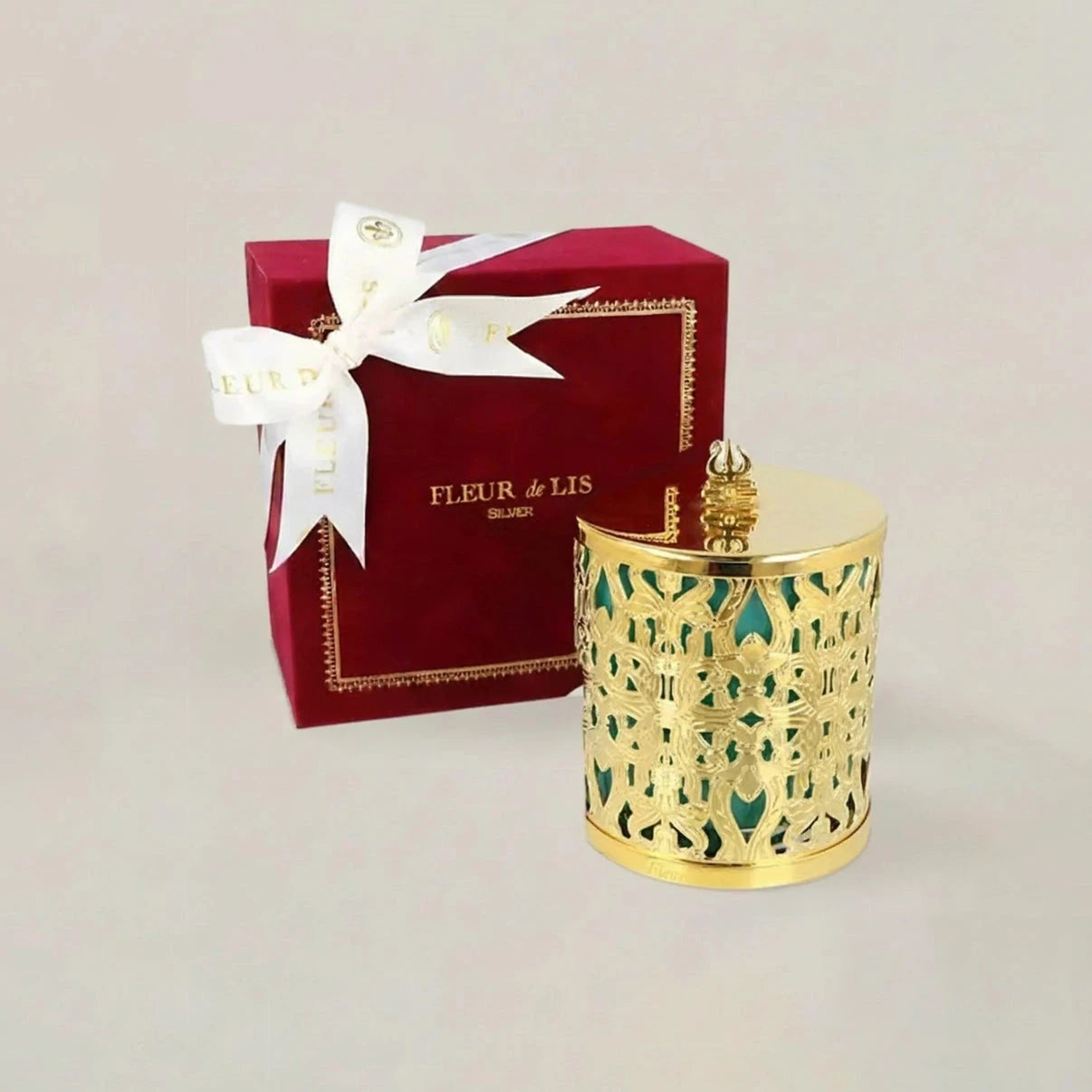 Lattice Candle - Trishul Gold Fleur de Lis