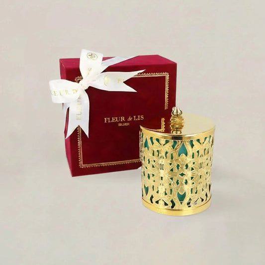 Lattice Candle - Trishul Gold Fleur de Lis