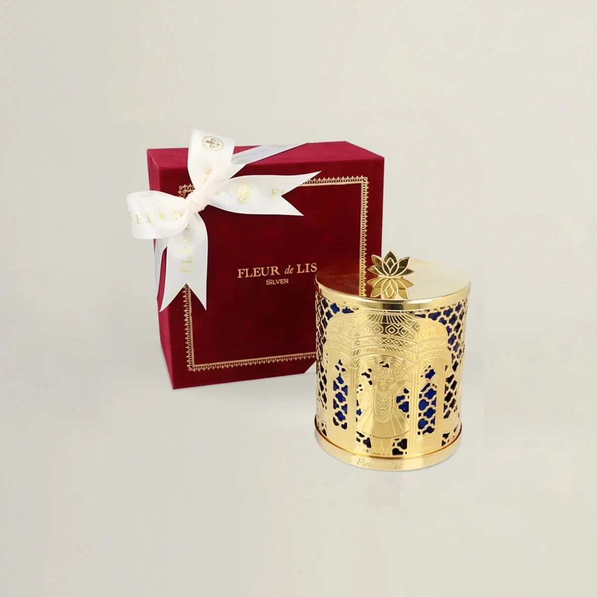 Lattice Candle – Shreenathji Gold Fleur de Lis