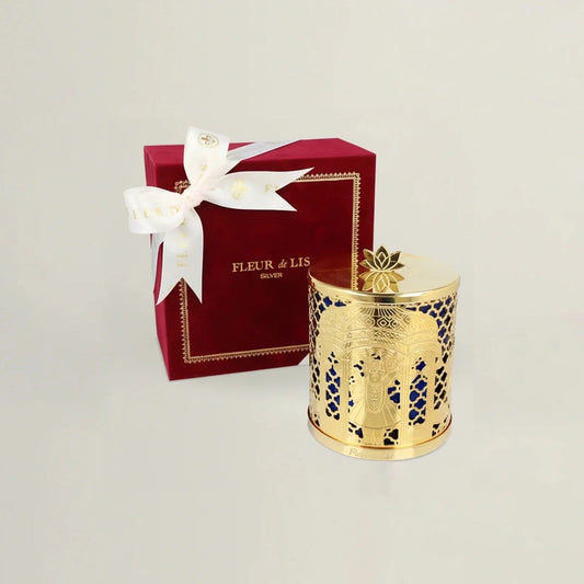 Lattice Candle – Shreenathji Gold Fleur de Lis