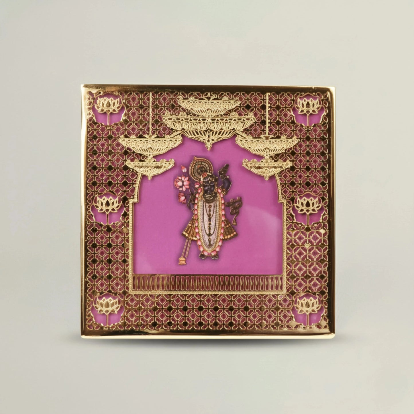 Lord Krishna Gold Plated Frame Fleur de Lis