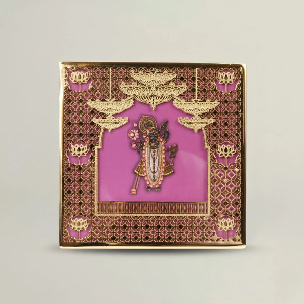 Lord Krishna Gold Plated Frame Fleur de Lis