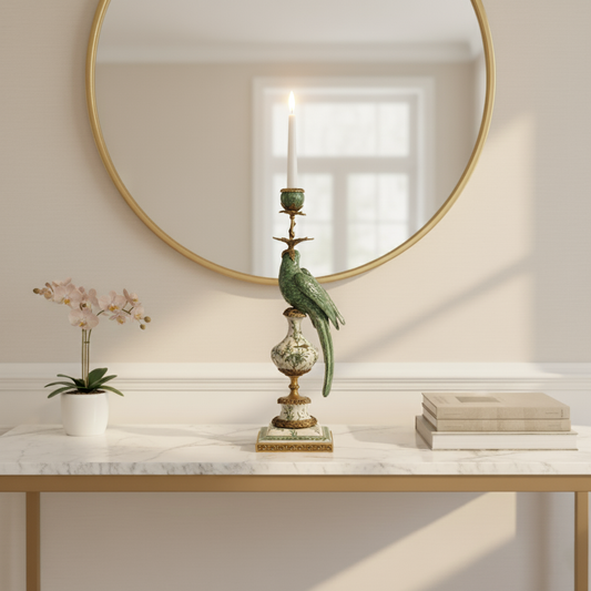 Loro Lume Porcelain Candle Stand Fleur de Lis