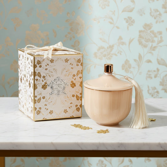 Ivory Courbe Candle Fleur de Lis