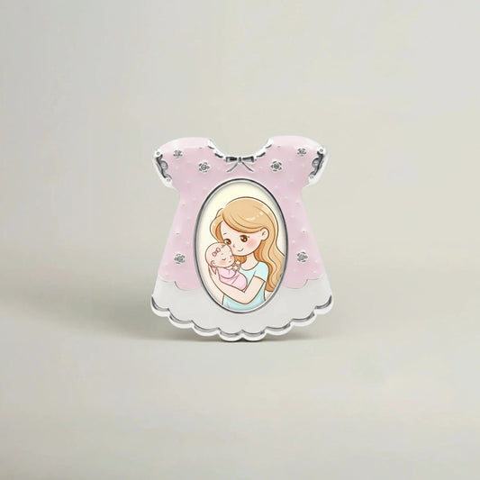 Pink Baby Dress Photo Frame Fleur de Lis
