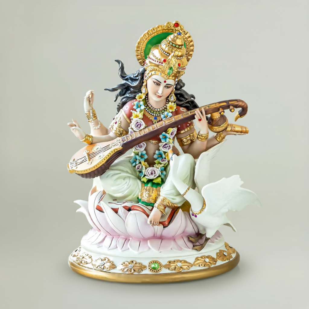 Maa Saraswati Idol Fleur de Lis