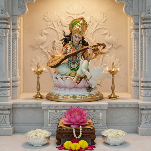 Maa Saraswati Idol Fleur de Lis