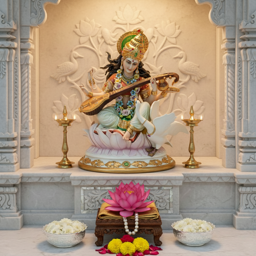Maa Saraswati Idol Fleur de Lis