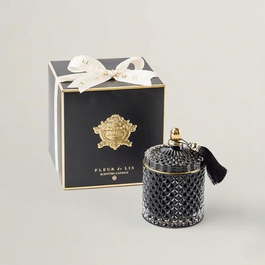Pyramid Candle – Ash Black Fleur de Lis