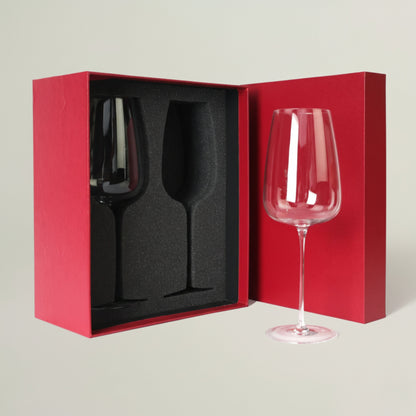 Set of 2 Elegant Wine Glasses Fleur de Lis