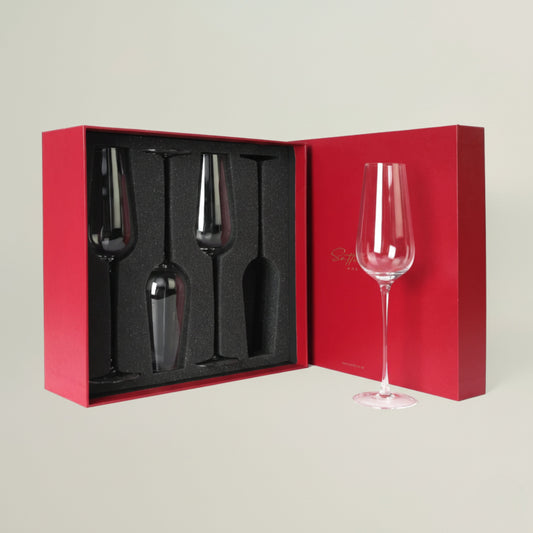 Set of 4 Elegant Flute Glasses Fleur de Lis