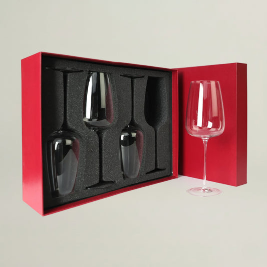 Set of 4 Elegant Wine Glasses in Gift Box Fleur de Lis