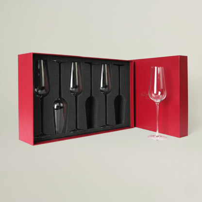 Set of 6 Elegant Flute Glasses Fleur de Lis