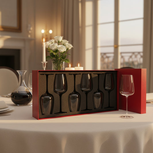 Set of 6 Elegant Wine Glasses Fleur de Lis