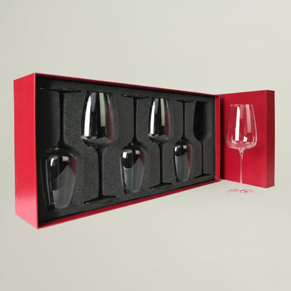 Set of 6 Elegant Wine Glasses Fleur de Lis