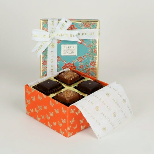 Surprise Box – 4 Assorted Ganache Chocolates Fleur de Lis