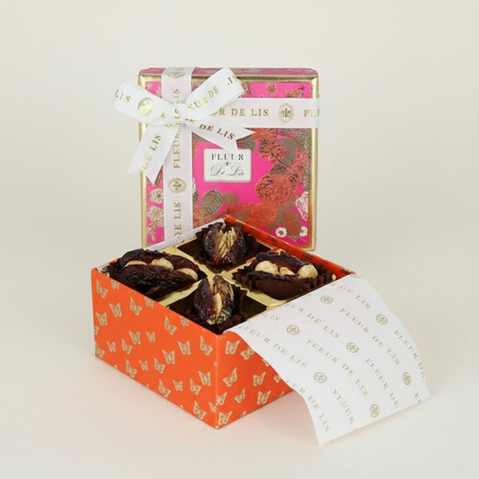 Surprise Box – Assorted Arabic Dates (4 pcs) Fleur de Lis