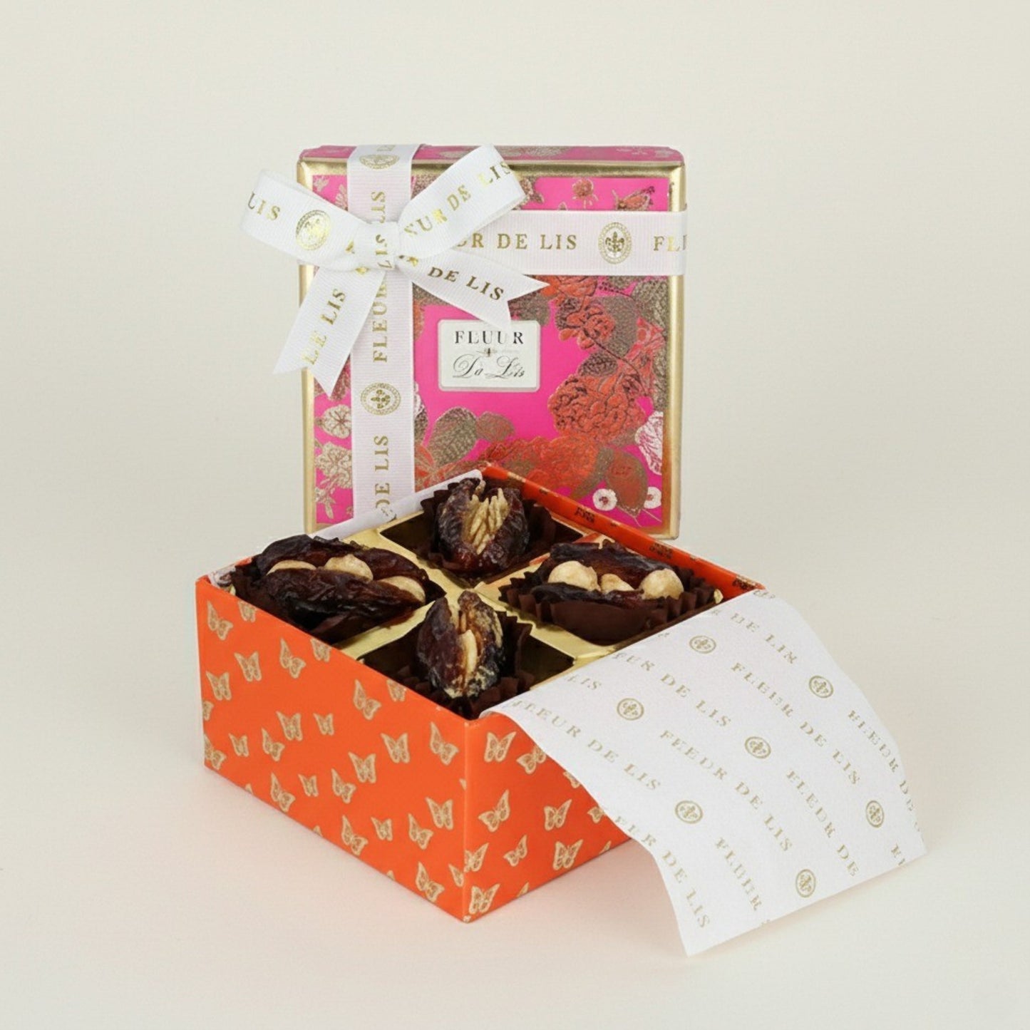 Surprise Box – Assorted Arabic Dates (4 pcs) Fleur de Lis