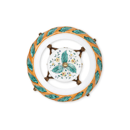 Handcrafted Ceramic Teapot with Brass Stand Fleur de Lis