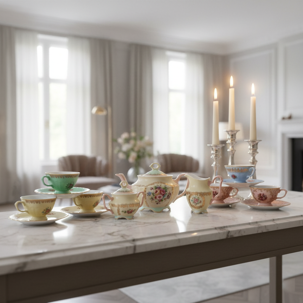 Tea Cup & Saucer Set Fleur de Lis