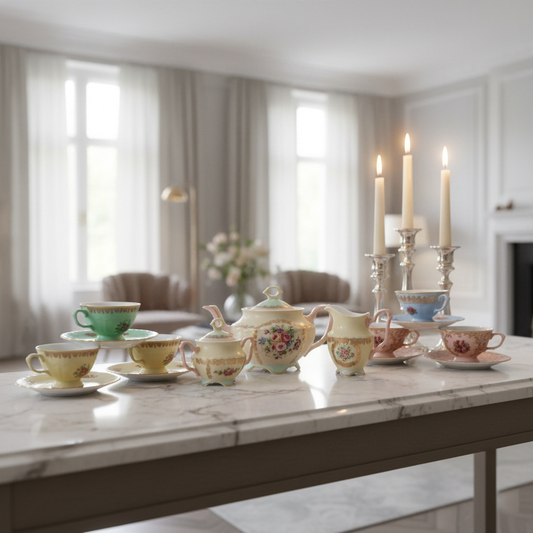 Tea Cup & Saucer Set Fleur de Lis