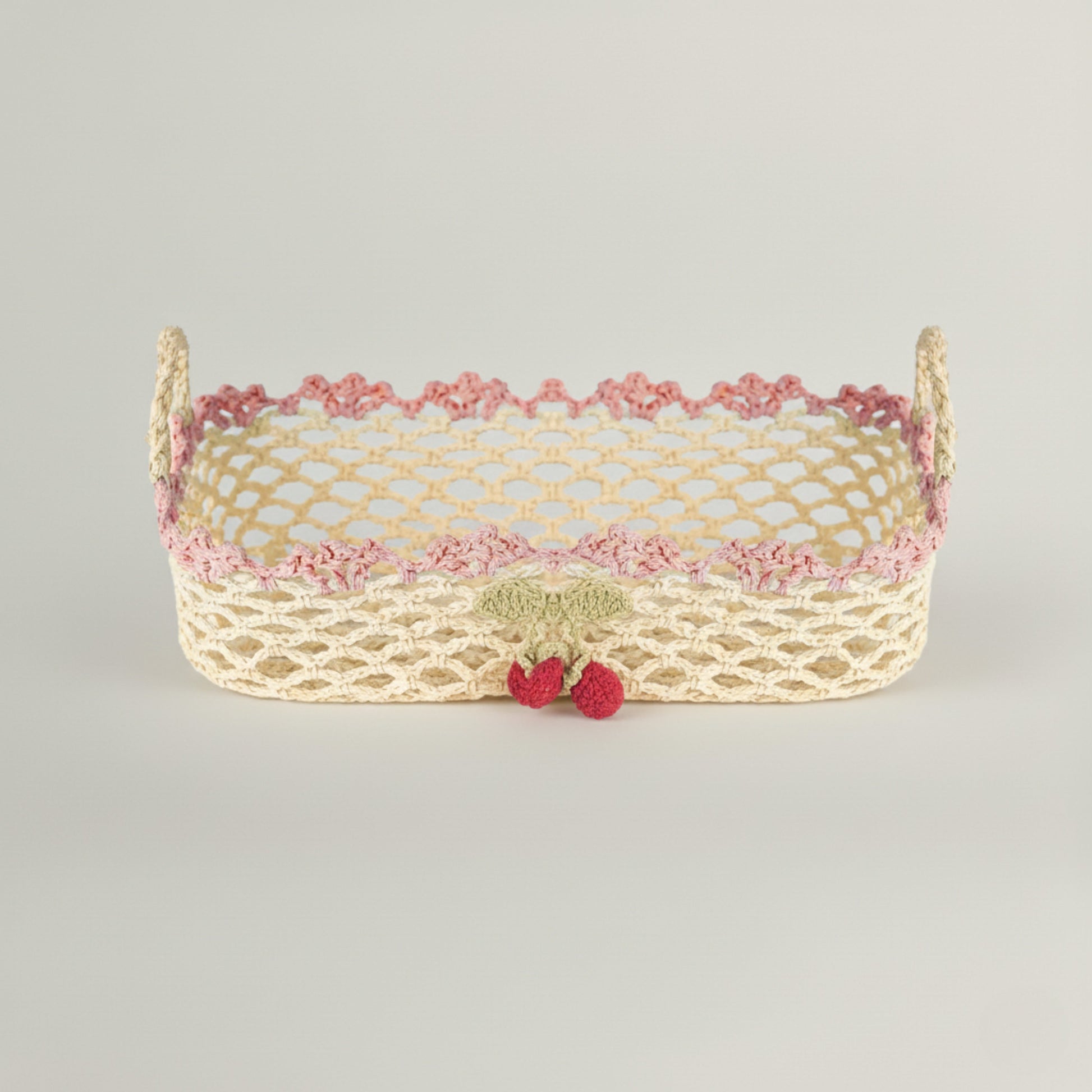 Pink Cherry Basket Fleur de Lis